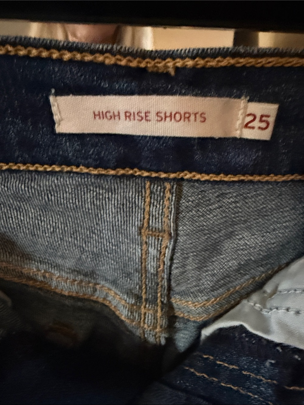 Levi's Dark Blue Denim Cutoff Shorts with Frayed Hem - Picture 2 of 5